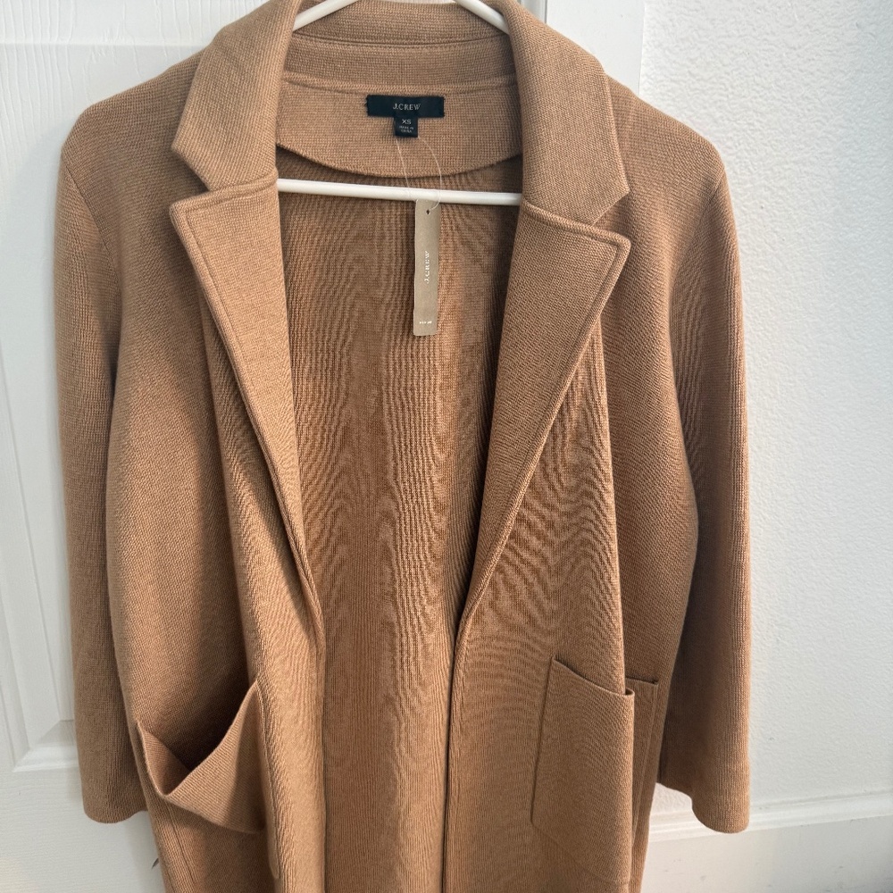 J Crew  Sweater Blazer Heather Khaki Tan XS NWT